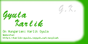 gyula karlik business card